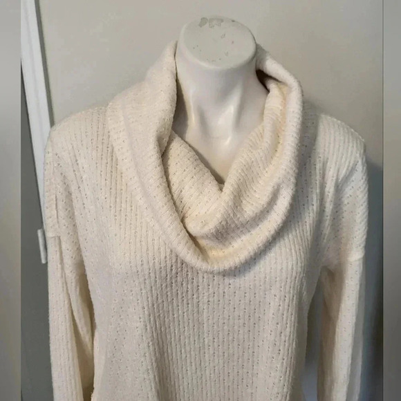 Maeve by Anthropologie Cowl Neck Addie Ruffled Hacci Pullover Ivory/Cream Top(M) - Picture 6 of 12